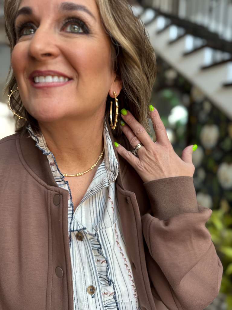 2 inch hoop with gold bezel stones