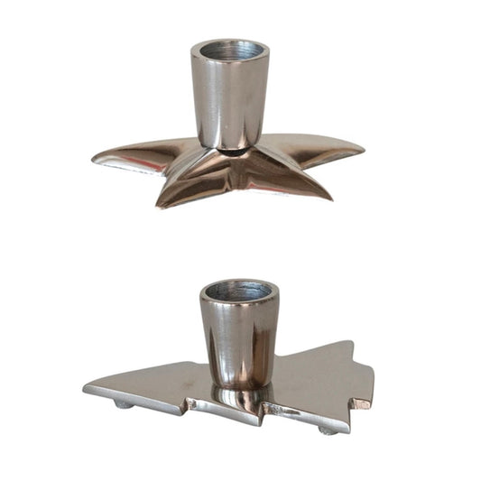 4IN Aluminum Tree/Star Taper Holder, Nickel Finish, PICK STYLE