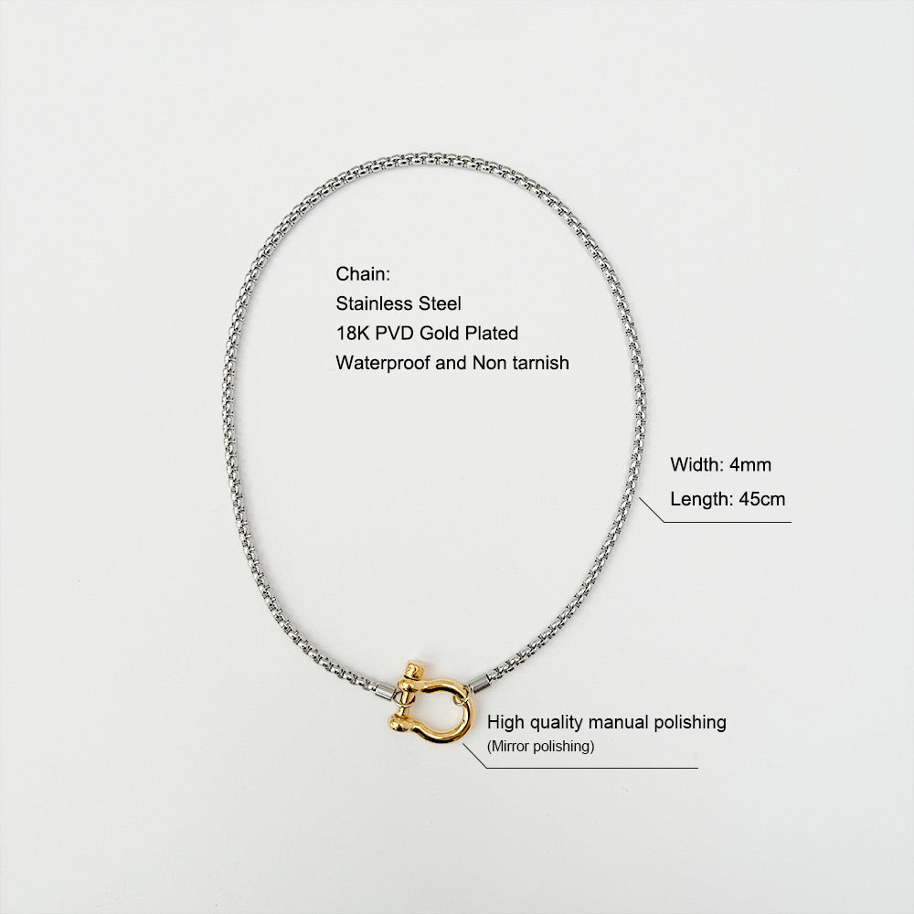 Two tone & Solid Horseshoe Necklace