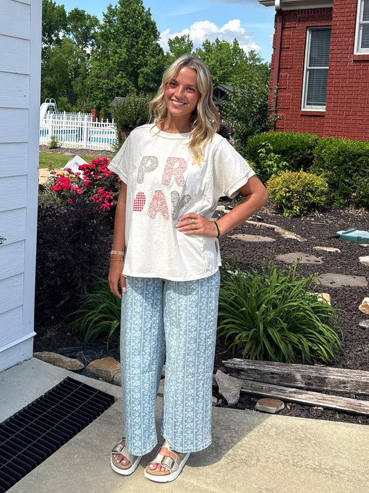 Coastal Bloom Wide-Leg Pants