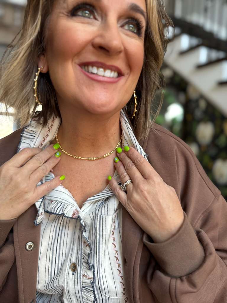 Dainty Beaded Gold Necklace – 18K Gold Dipped Non-Tarnish Necklace