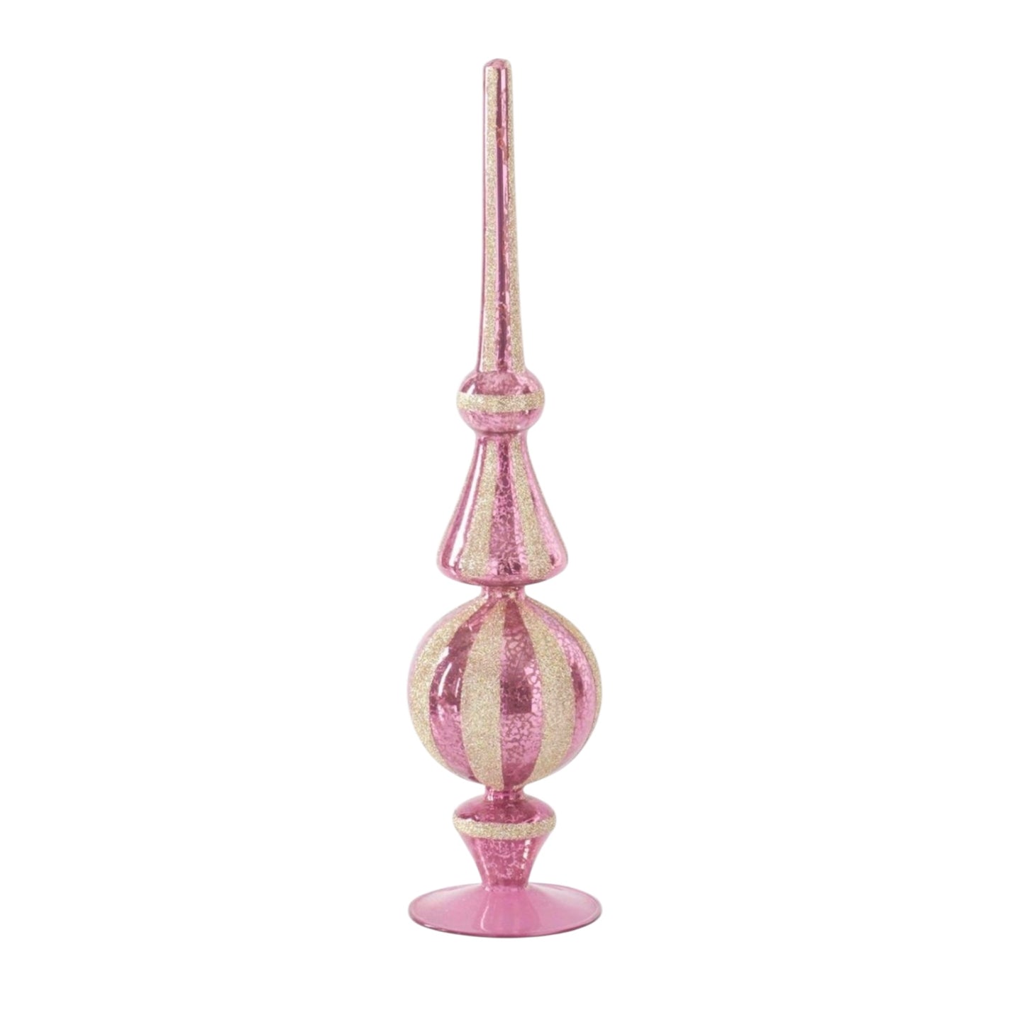 PINK MERCURY GLASS FINIAL W/CHAMPAGNE GLITTER (Sue)
