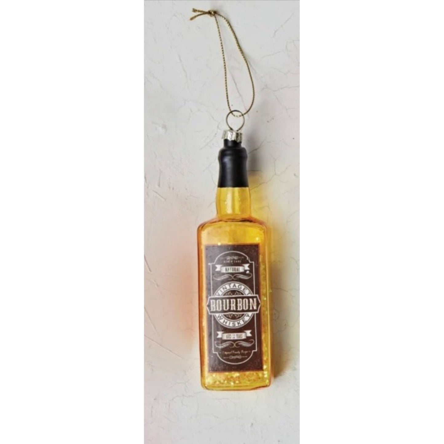 4-1/2"H - 5-3/4"H Glass Liquor Bottle Ornament w/ Glitter, 5 Styles