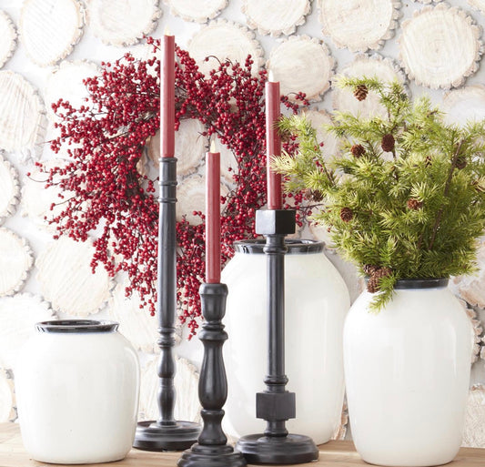 Black Wood Taper Candleholders - Pick Your Size