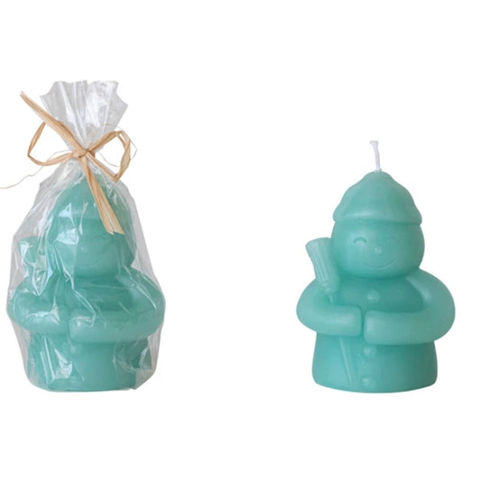 4IN Unscented Snowman Shaped Candle, AQUA