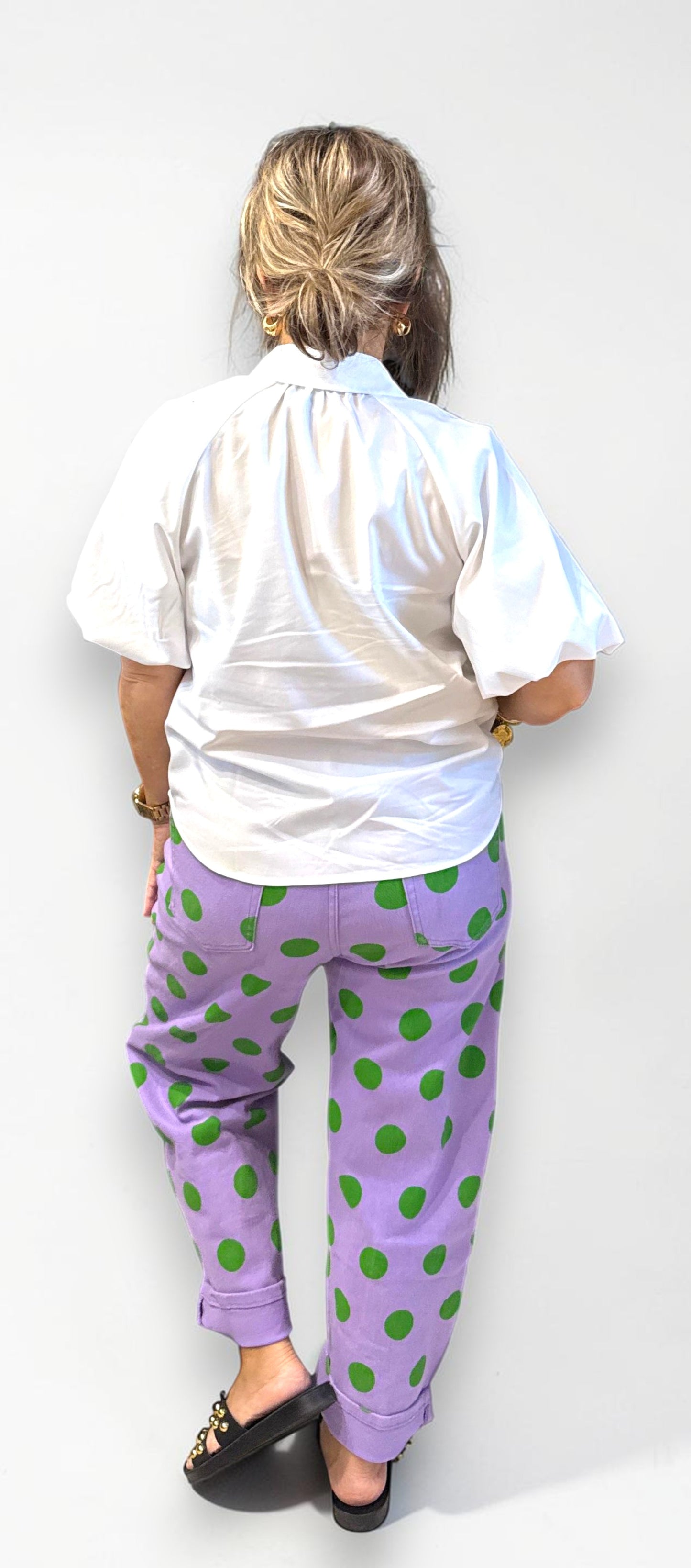 Lavender Lime Polka Dot Cropped Pants