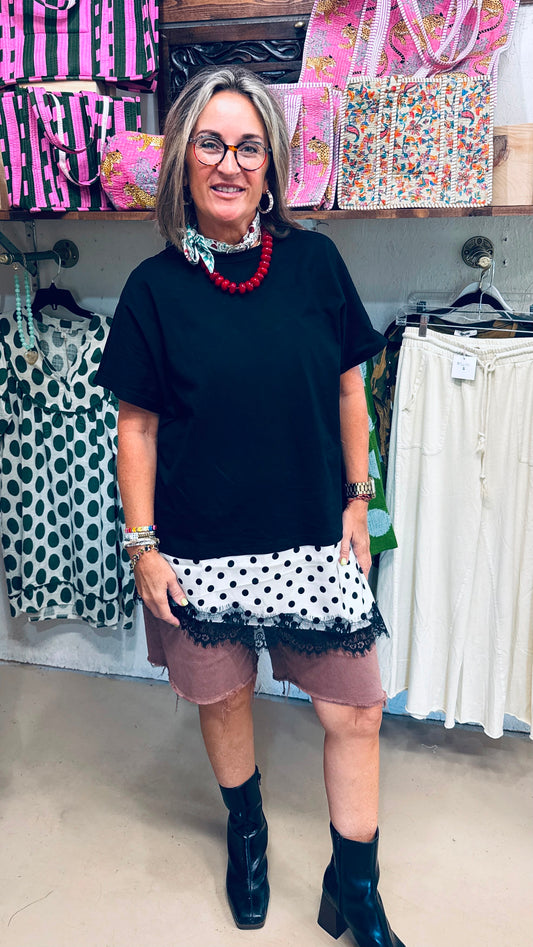 Luxe Contrast Layered Black Top – Boutique Style