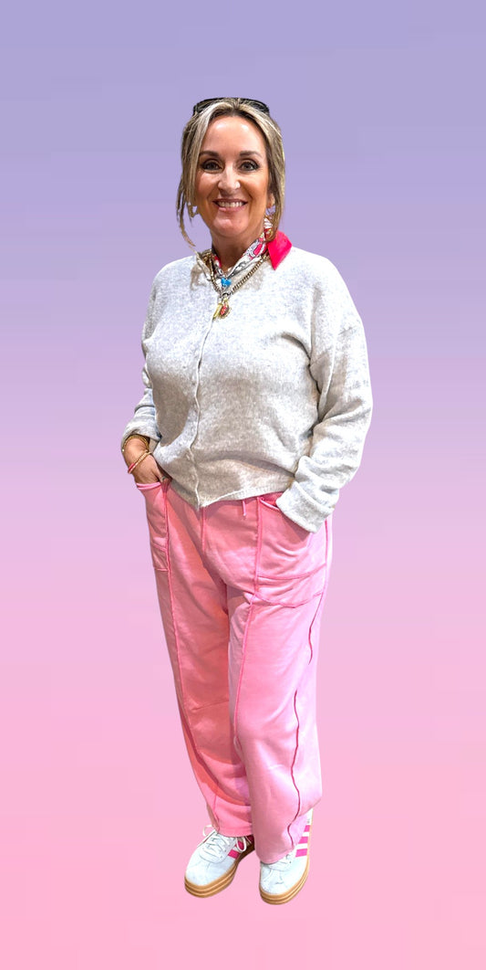 Pink Jogger Barrel Pants