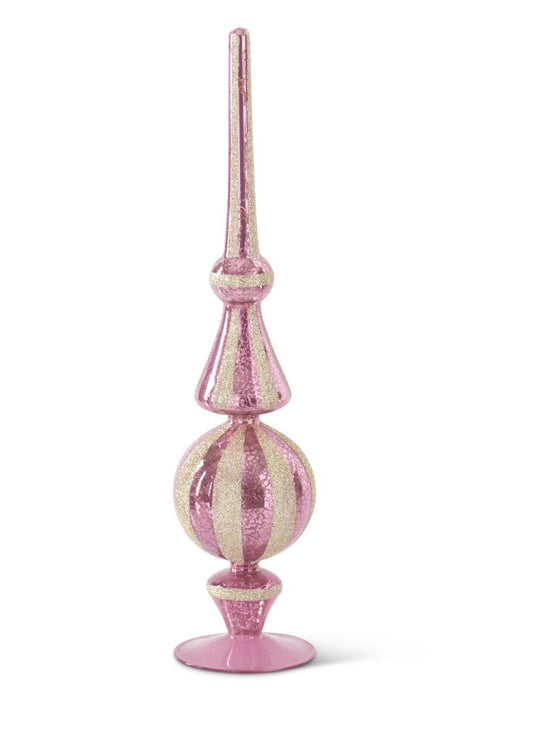 PINK MERCURY GLASS FINIAL W/CHAMPAGNE GLITTER (Cindy)