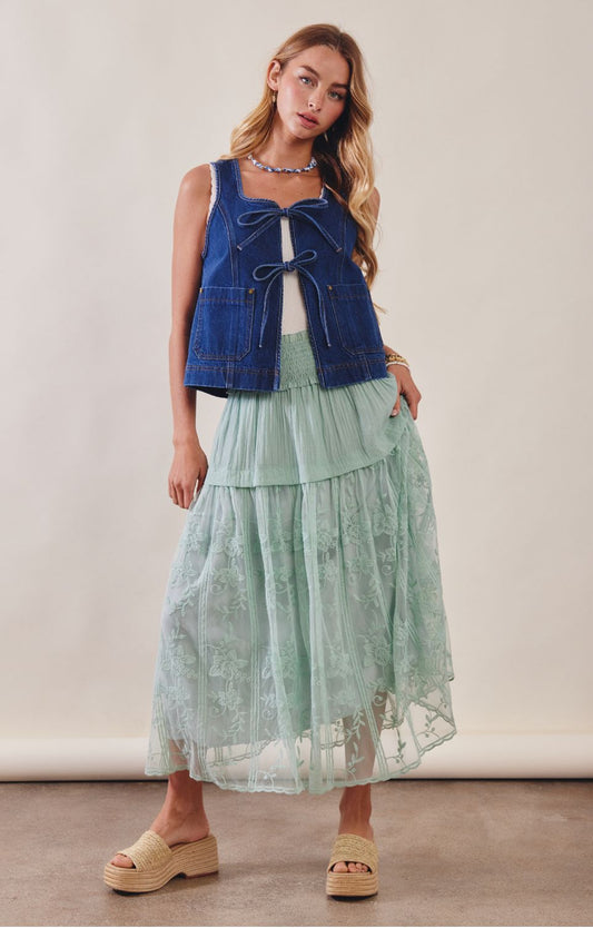 Sheer Garden Maxi Floral Skirt