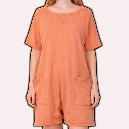 The Everyday Luxe Pocket Romper β Lightweight Relaxed Fit in Fuchsia & Orchid