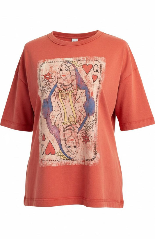 The Royal Flush Queen of Hearts Vintage Graphic Tee