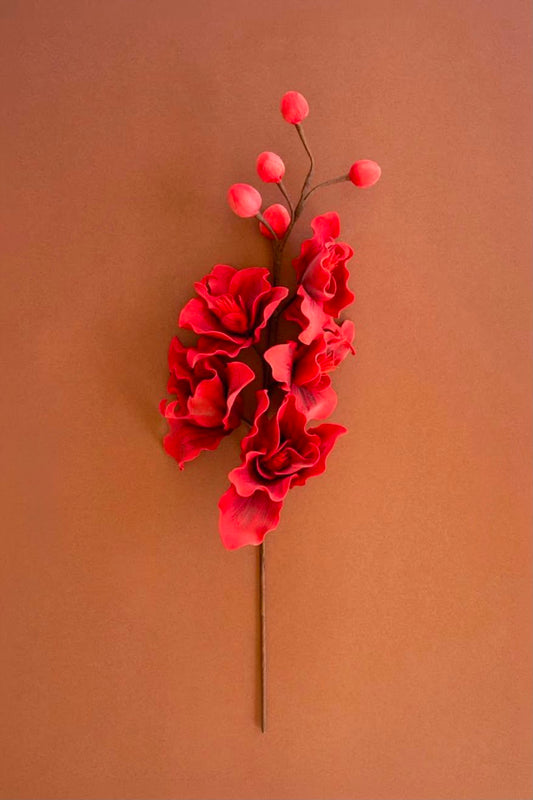 Velvet Crimson Orchid Berry Stem