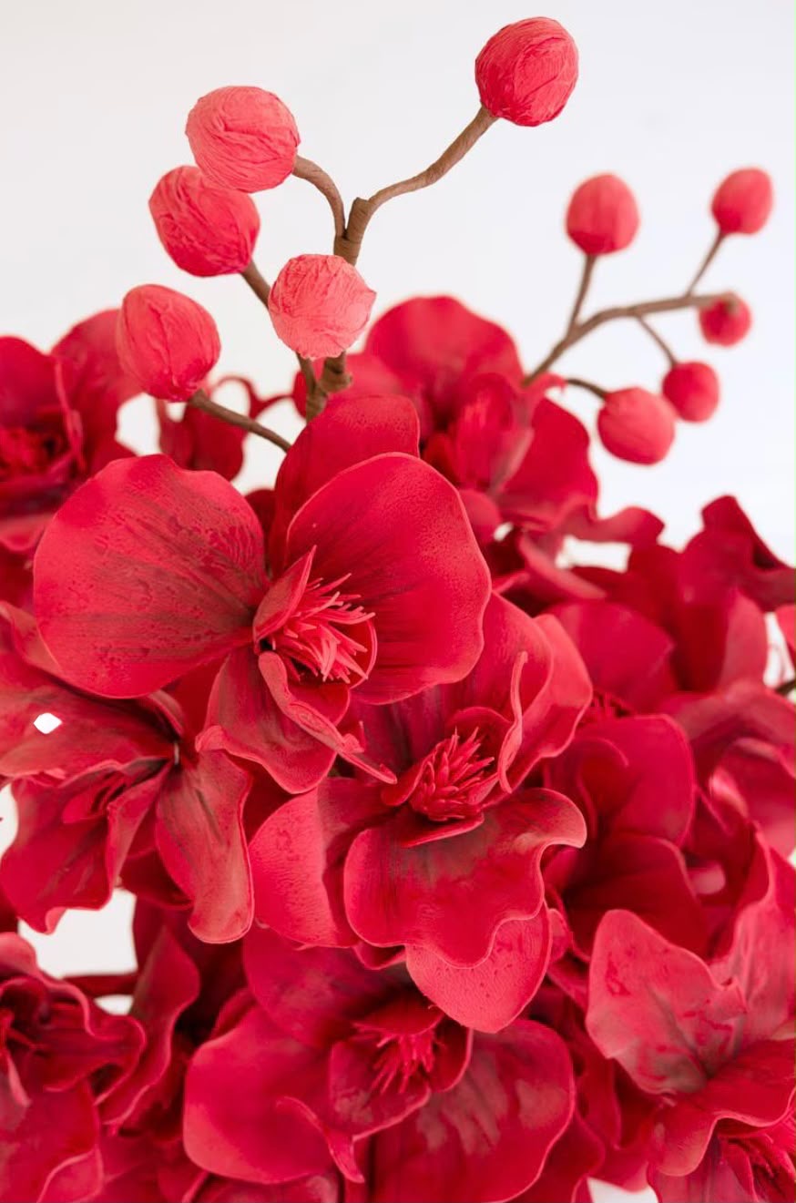 Velvet Crimson Orchid Berry Stem
