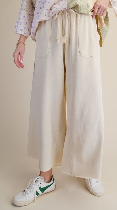Washed Terry Knit Wide Pants