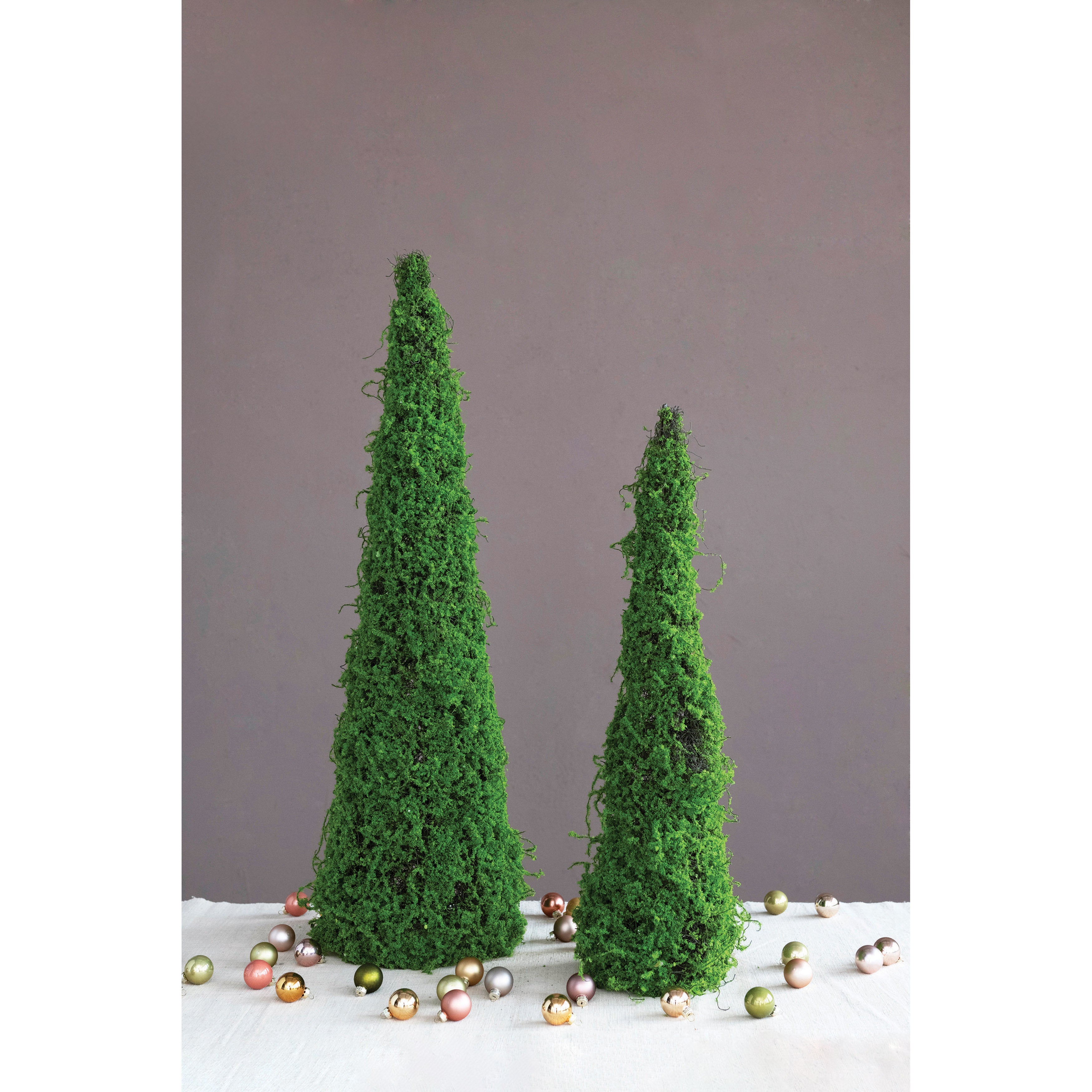 Faux Moss Cone Topiary