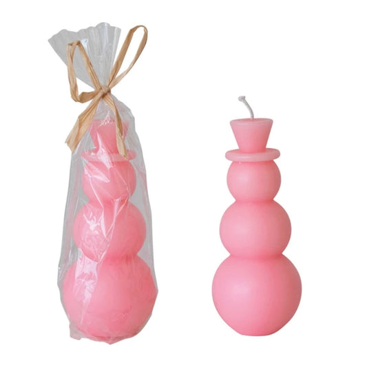 4IN Unscented Snowman Shaped Candle, Pink