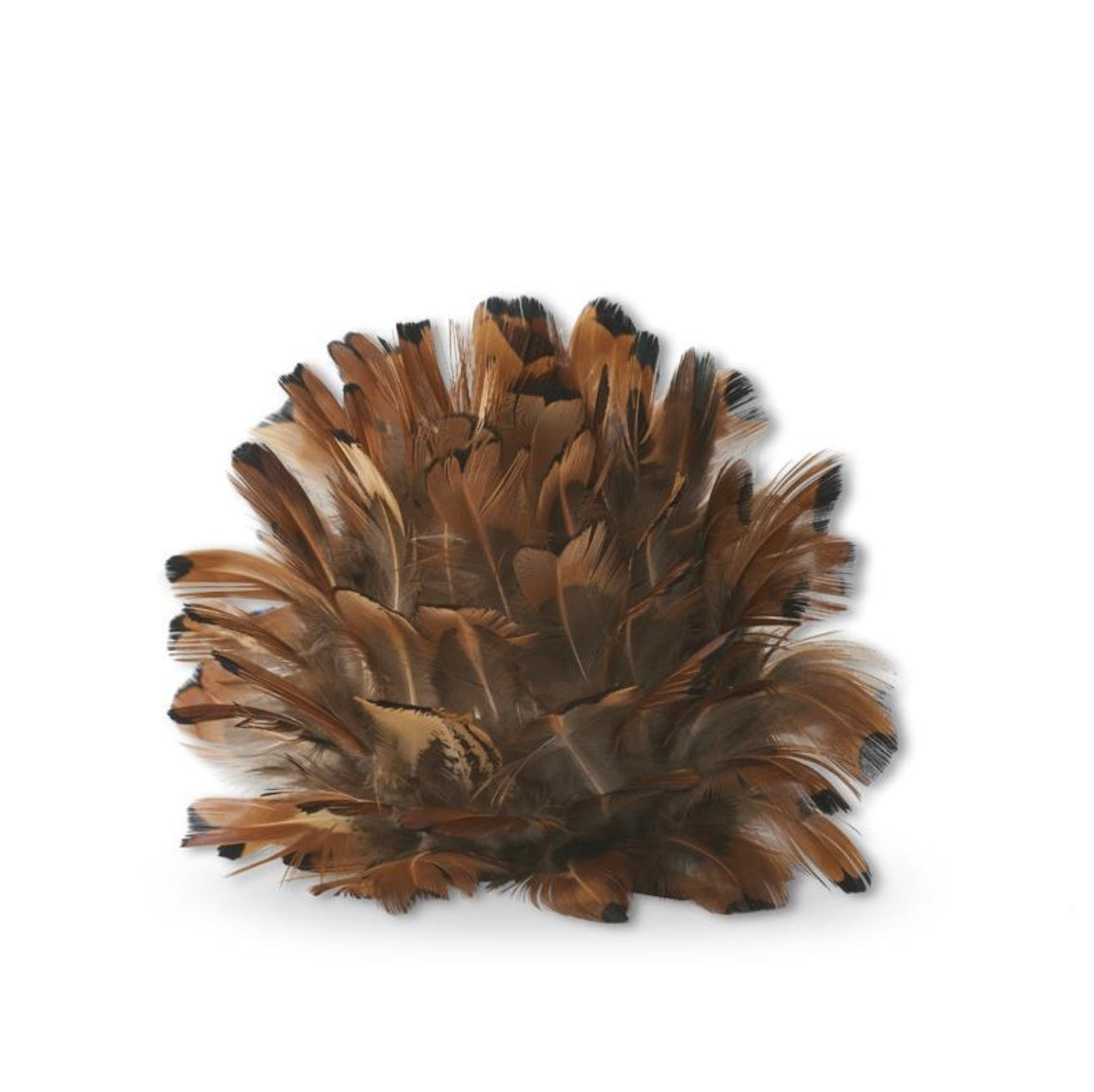 4 INCH RUST BROWN FEATHER BALL W/HANGER