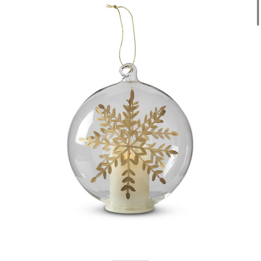 4, 4.75,6 INCH LED CLEAR GLASS
GOLD GILDED ETCHED
SNOWFLAKE ORNAMENTS
W/TIMER