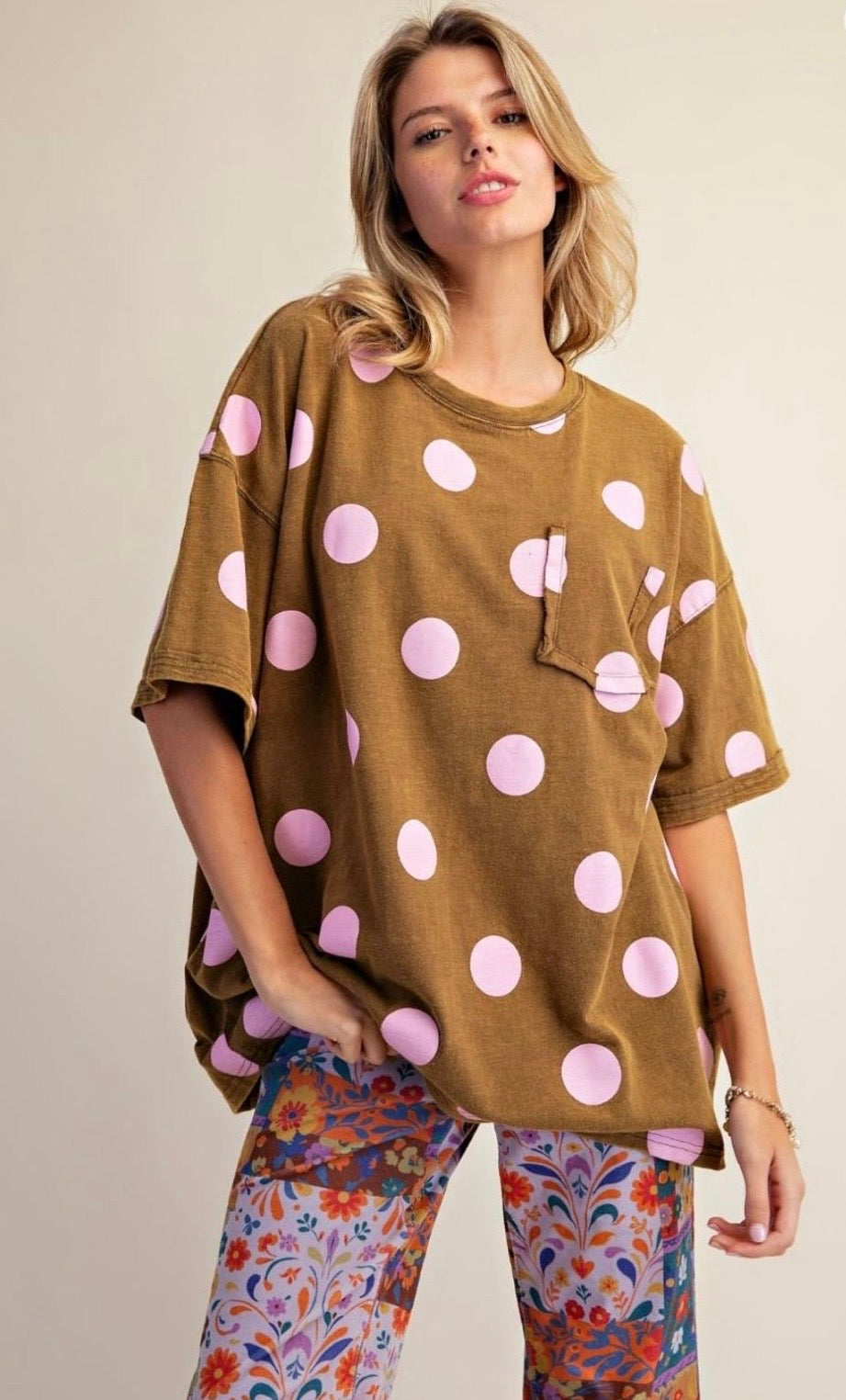 The Sweet Spot Polka Dot Oversized Top