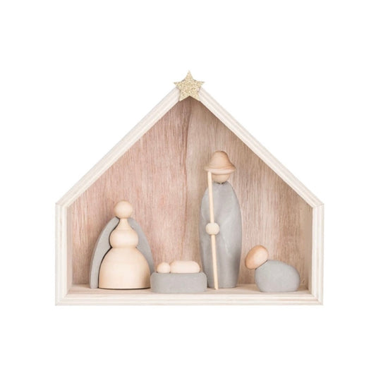 Wooden Ceramic Nativity Scene