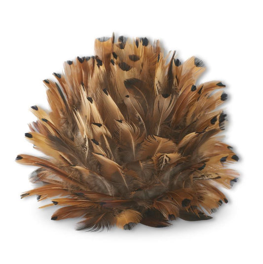 6 INCH RUST BROWN FEATHER BALL W/HANGER
