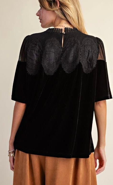 The Gilded Top — Velvet & Lace Detail