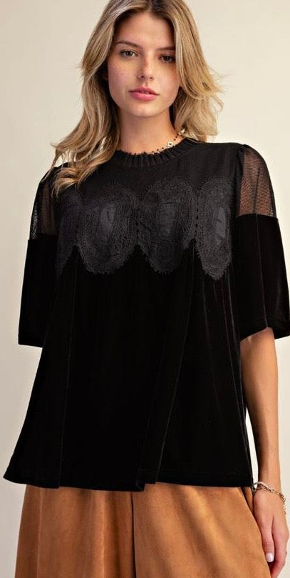 The Gilded Top — Velvet & Lace Detail