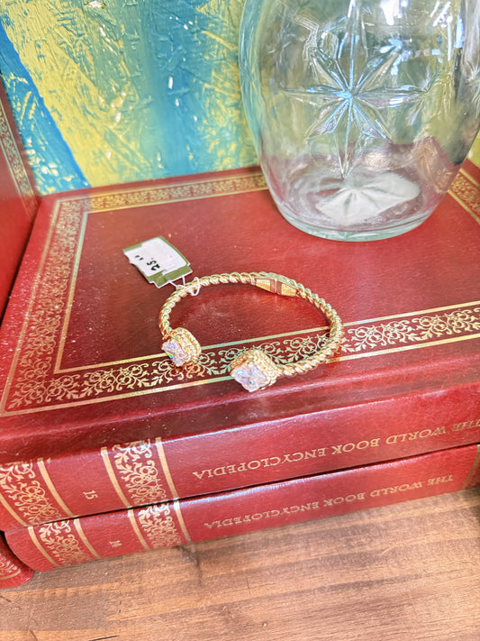 Twin Stone Cuff Bracelet – Bold Statement Cuff for Women