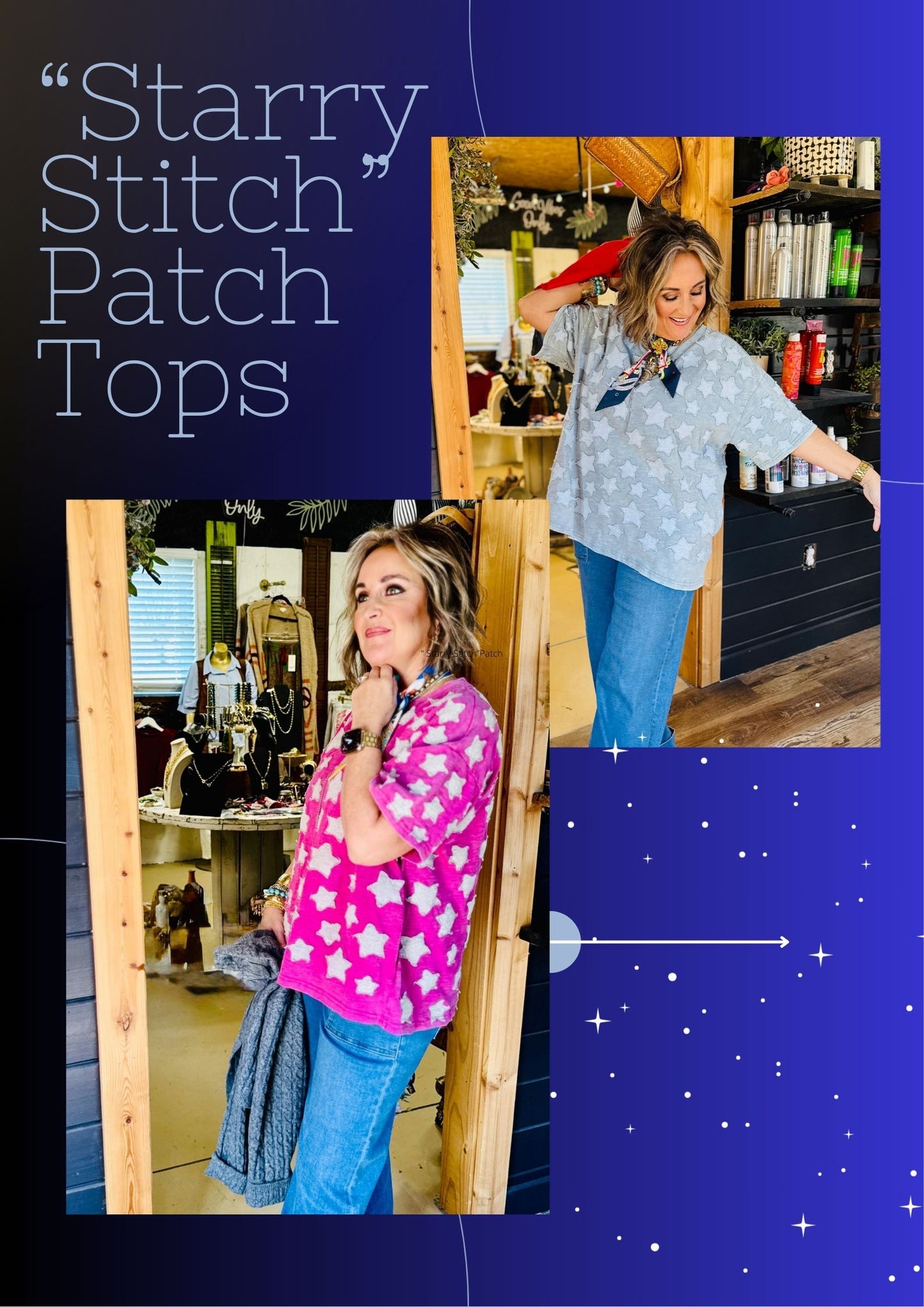 “ Starry Stitch”Patch Tops