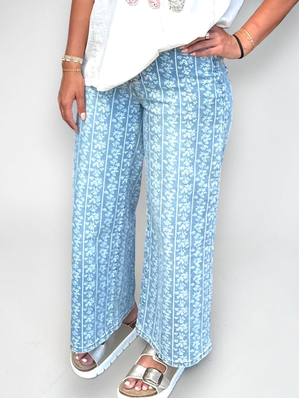 Coastal Bloom Wide-Leg Pants