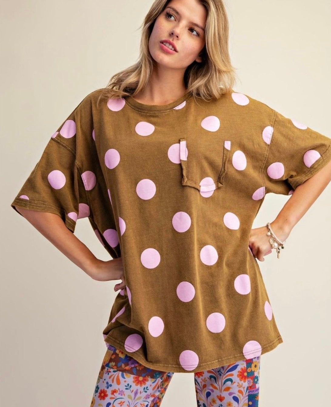 The Sweet Spot Polka Dot Oversized Top