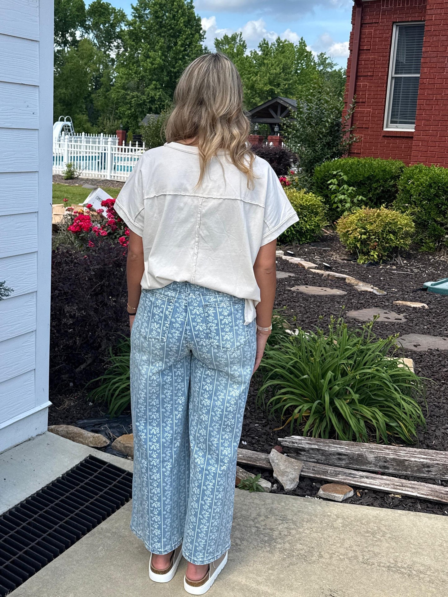 Coastal Bloom Wide-Leg Pants