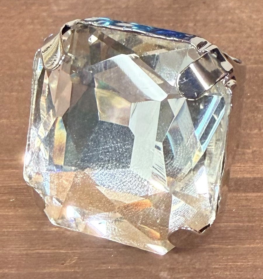 Exaggerated Square Crystal Open Ring