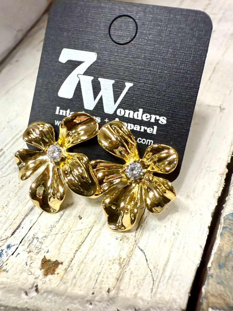 Gold Dipped Flower Stud Earrings