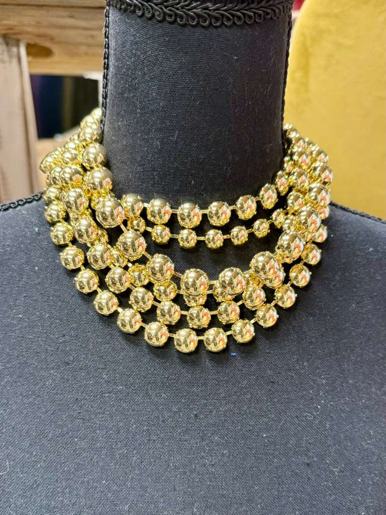 Gold stones with prongs Necklace