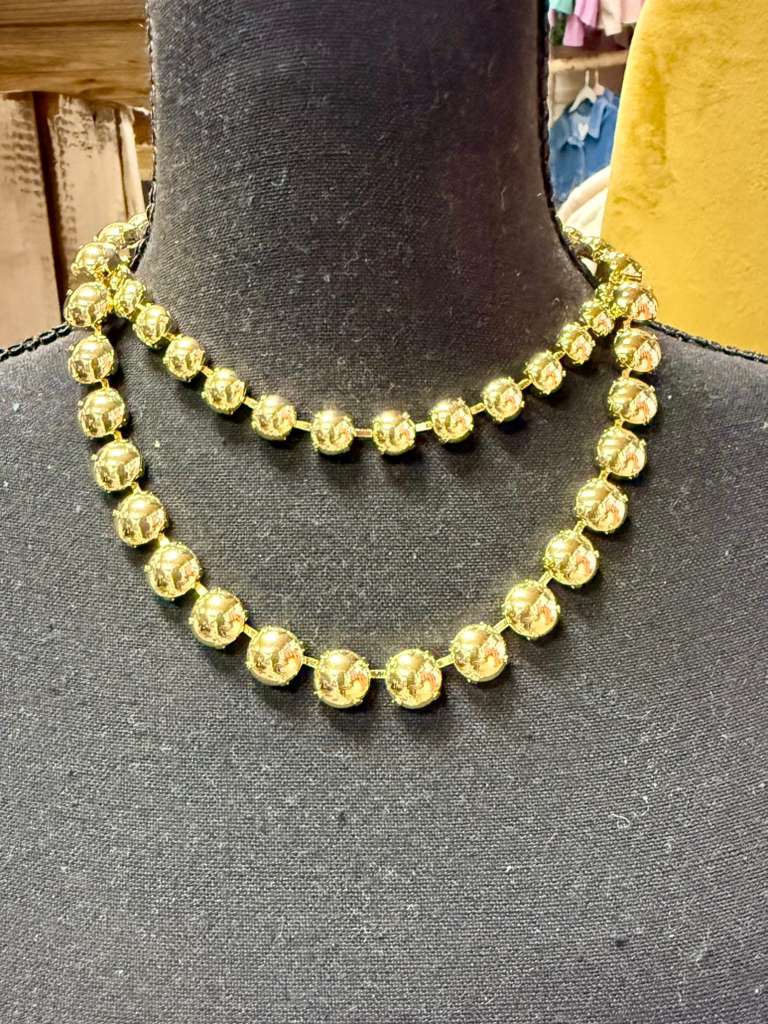 Gold stones with prongs Necklace