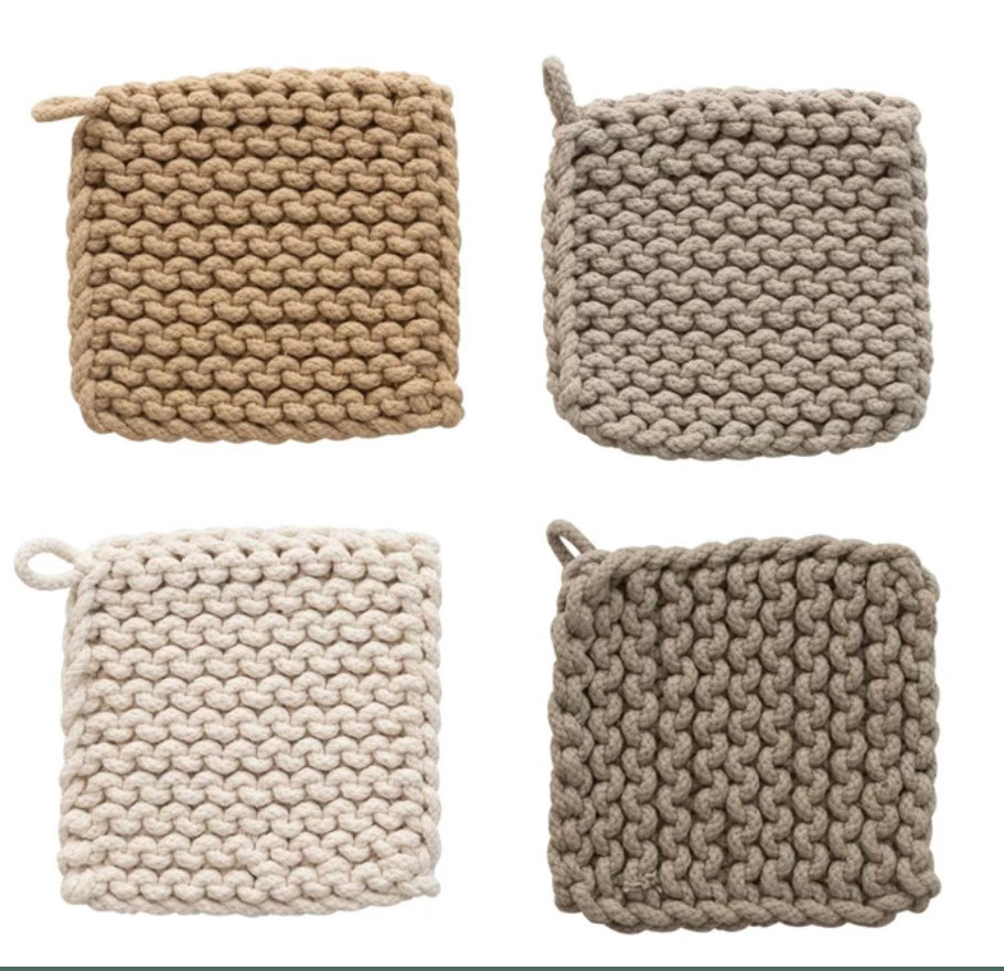 Cotton Crocheted Pot
Holder, 4 Colors