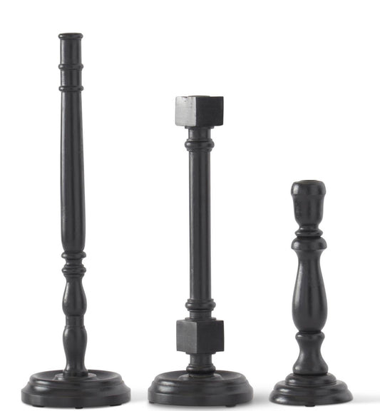 Black Wood Taper Candleholders - Pick Your Size