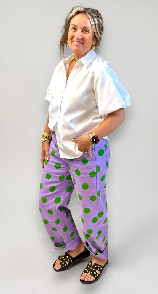 Lavender Lime Polka Dot Cropped Pants