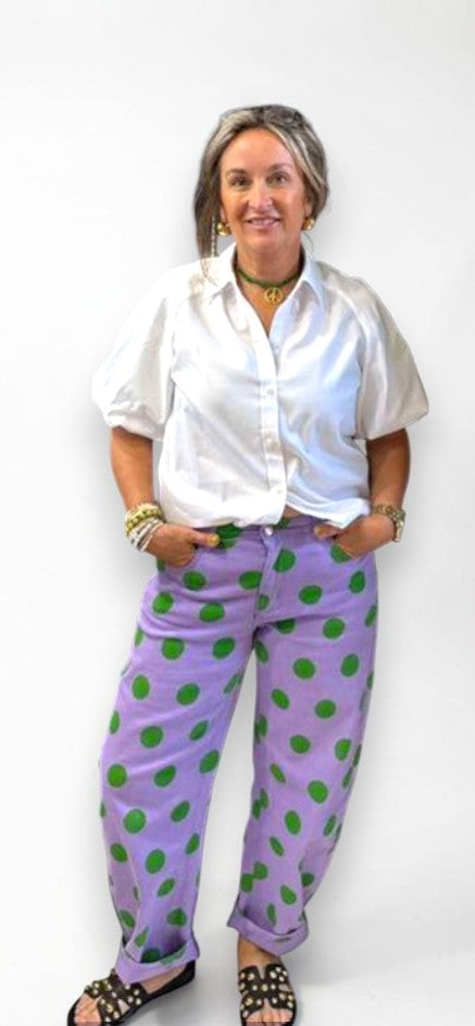 Lavender Lime Polka Dot Cropped Pants