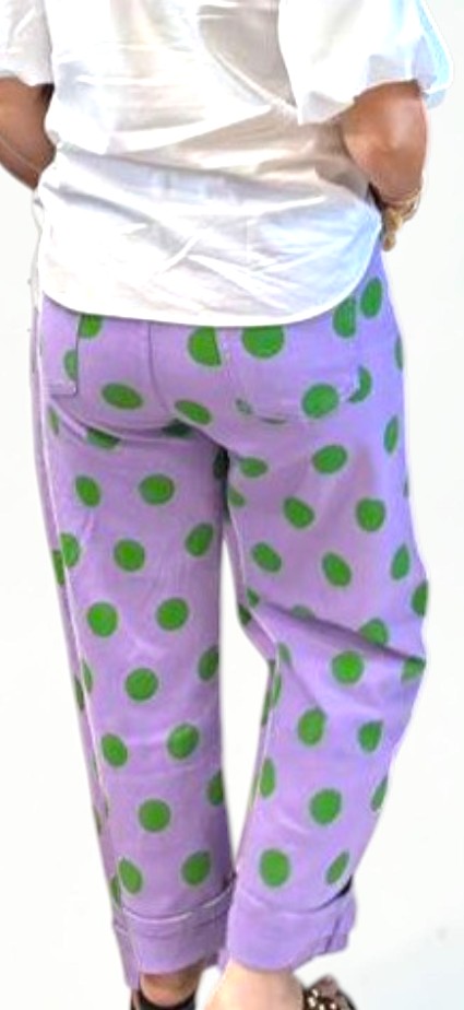 Lavender Lime Polka Dot Cropped Pants