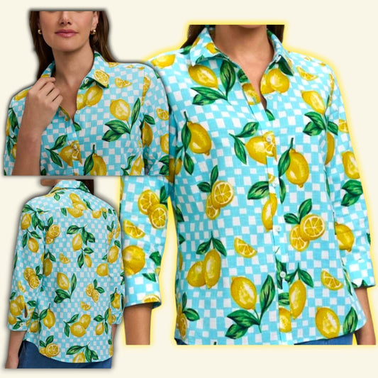 Limoncello Breeze Button-Down Blouse 🍋