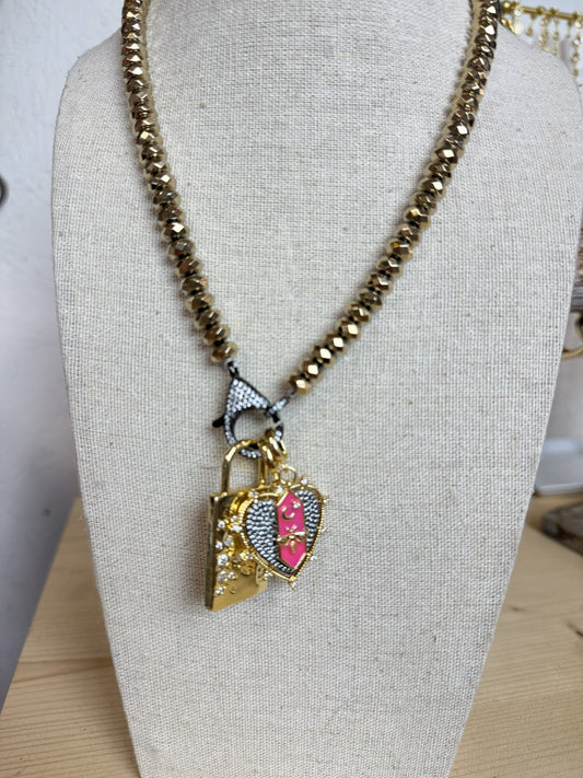 Lock My Heart Necklace – Lock Pendant Necklace with Charms