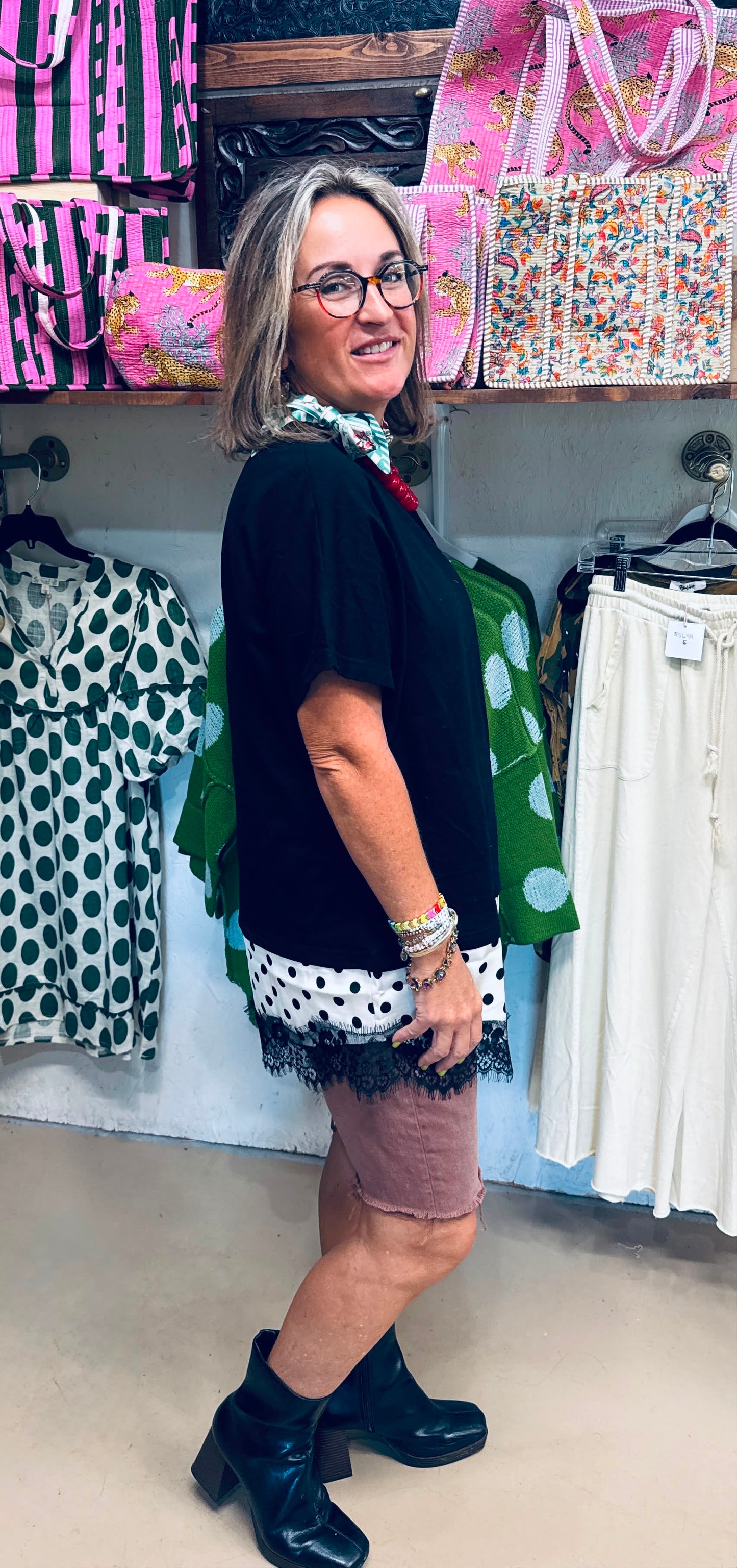 Luxe Contrast Layered Black Top – Boutique Style