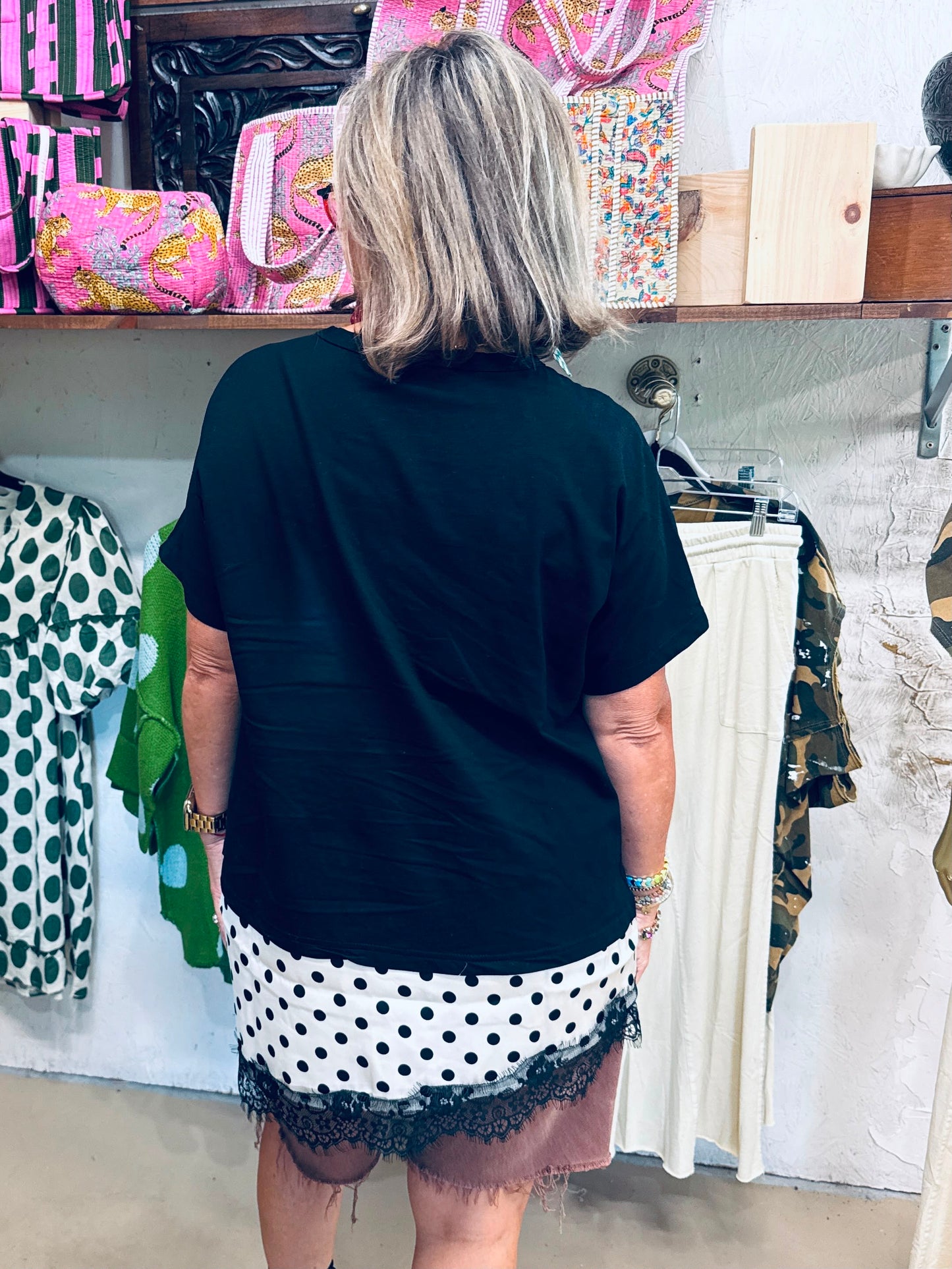 Luxe Contrast Layered Black Top – Boutique Style