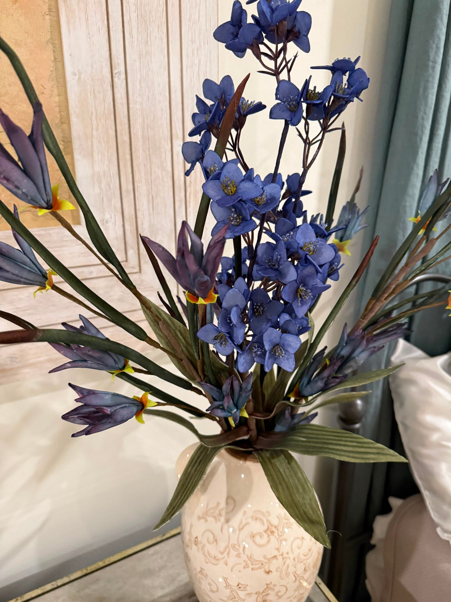 Luxury Blue Wildflower Bouquet – Premium Faux Floral Arrangement for Elegant Home Décor