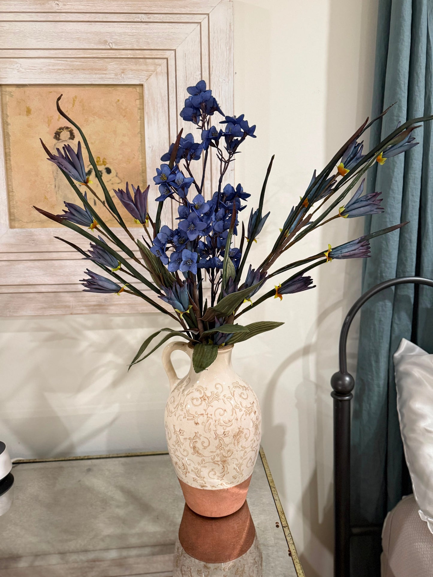 Luxury Blue Wildflower Bouquet – Premium Faux Floral Arrangement for Elegant Home Décor