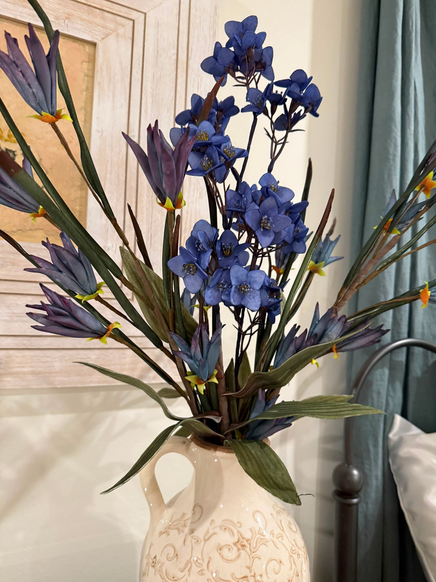 Luxury Blue Wildflower Bouquet – Premium Faux Floral Arrangement for Elegant Home Décor