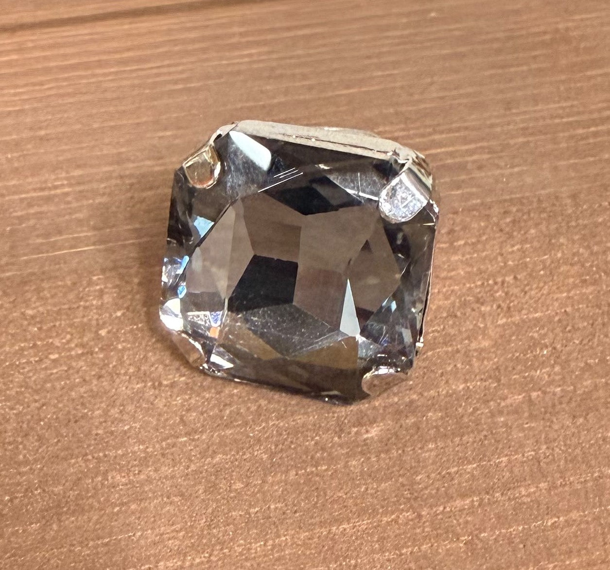 Exaggerated Square Crystal Open Ring